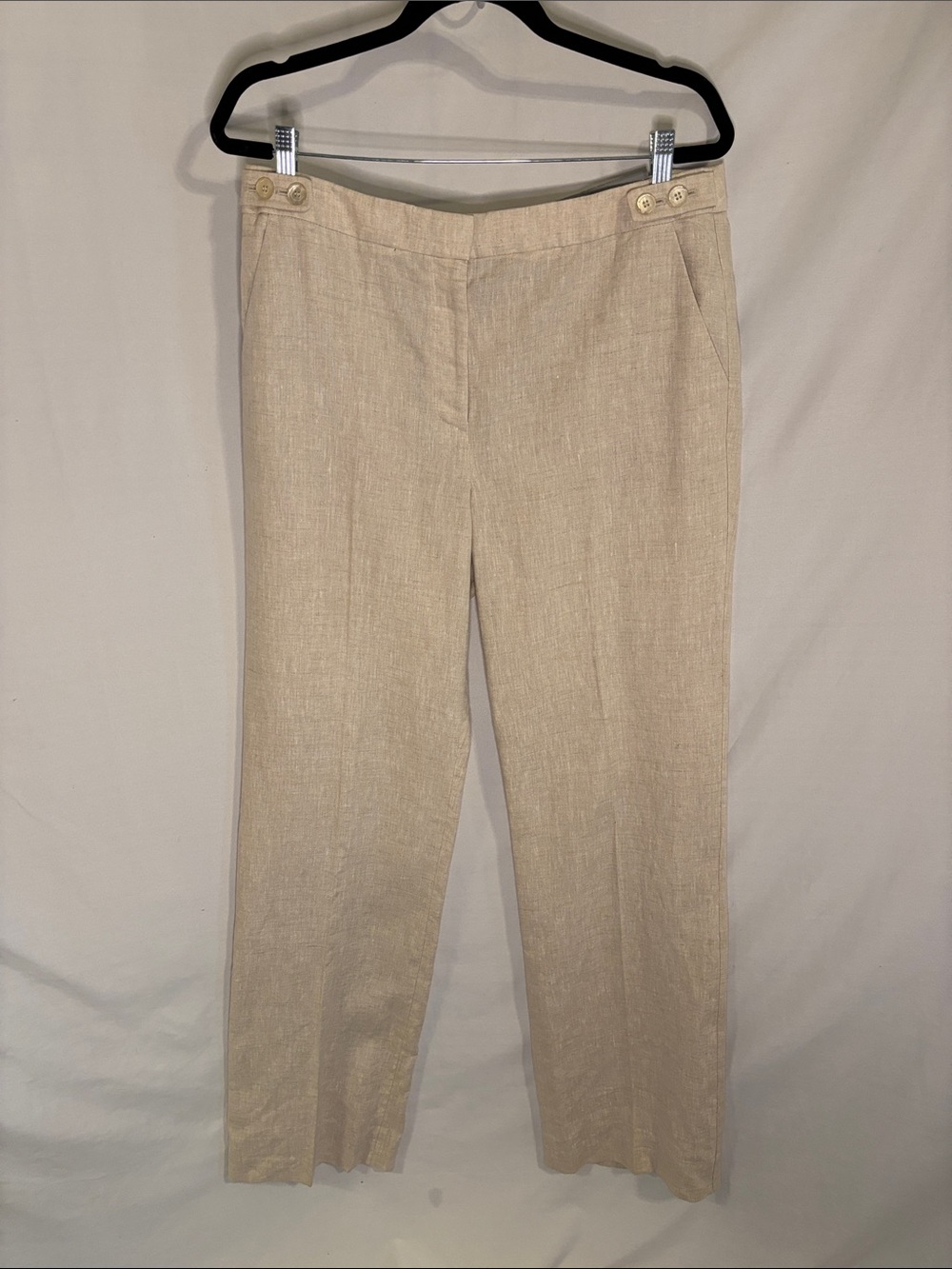 Talbots Windsor Linen Wide-Leg Pants Tan Size 12 Long NWT